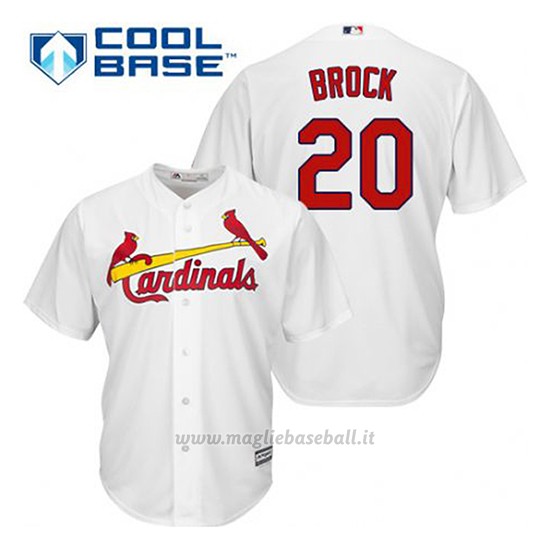 Maglia Baseball Uomo St. Louis Cardinals Lou Brock 20 Bianco 1ªCool Base